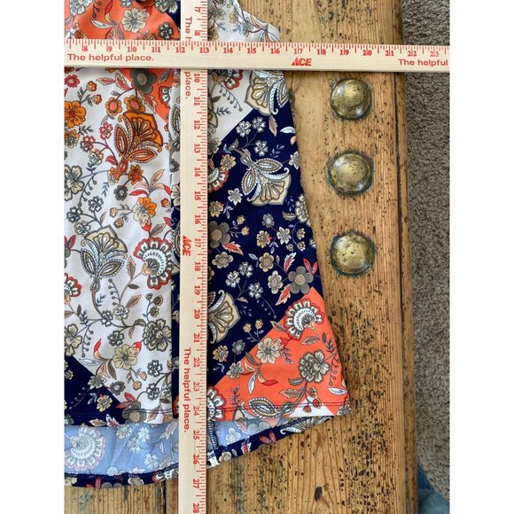 Westport Womens Sleeveless Floral Print Tank Top Multi-Color Lace Back Accent M - Picture 7 of 7